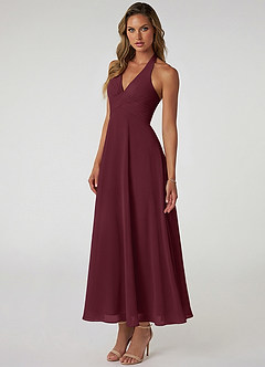 Azazie Tessie Suknie dla druhen Linia A Pofałdowany Szyfon Długość kostki Sukienka image3