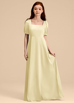 Azazie Briar Junior Klä av A-Line i Stretch Satin Rosett image3