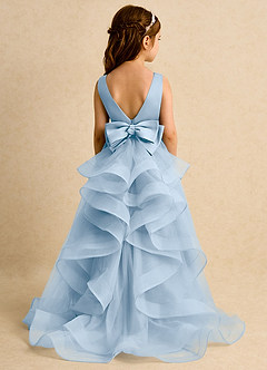 Azazie Lior Flower Girl Dresses Powder Blue Ball-Gown Pleated Tulle Dress image7