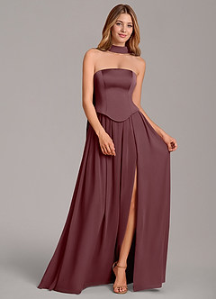 Azazie Cadence Suknie dla druhen Linia A Gorset Satyna elastyczna Do ziemi Sukienka image3