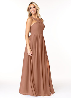 Azazie Elvira Bridesmaid Dresses Bronzer A-Line Pleated Chiffon Dress image4