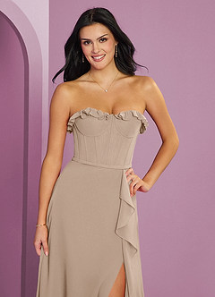 Barbie ♥ Azazie Bridesmaid Dresses Taupe A-Line Sweetheart Neckline Chiffon Dress image6