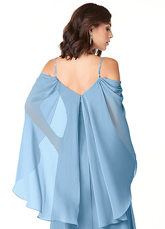 Azazie Cienna Bridesmaid Dresses Steel Blue A-Line Off the Shoulder Chiffon Dress image3