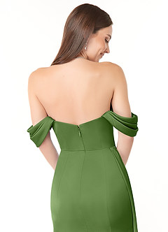 Azazie Amyra Jurken voor bruidsmeisjes Converteerbaar Jurk van Stretch Satijn met Zeemeermin Off the Shoulder Basilicum image3
