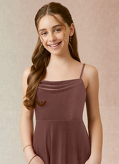 Azazie Solange Junior Vestido de Rosa Rústica de terciopelo de Corte En A image5