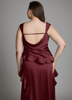 Azazie Sloane Bridesmaid Dresses Cabernet A-Line Sweetheart Neckline Stretch Satin Dress image10