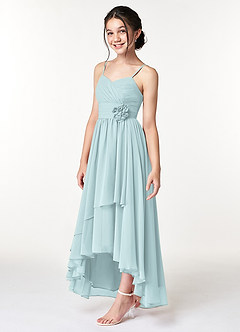 Azazie Catalina Junior Mist A-Line Ruched Chiffon Dress image3