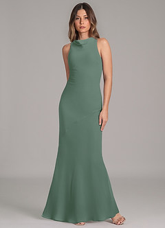 Azazie Allettie 신부 들러리 드레스 인어 쉬폰 바닥 길이 드레스 image4