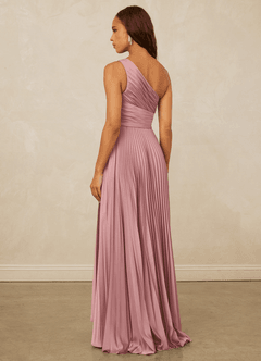 Christian Siriano Bridal for Azazie 1008 Robes de demoiselle d'honneur Robe Trapèze en Satin extensible Ue épaule Rose Poussiéreuse image2