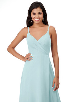 Azazie Lennon Bridesmaid Dresses Sea Glass A-Line Lace Chiffon Dress image6