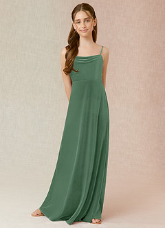 Azazie Solange Junior Eucalyptus A-Line Velvet Dress image1