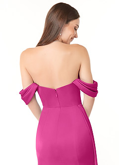 Azazie Amyra Brautjungfernkleider Wandelbar Etui Schulterfrei Stretch-Satin Kleid Fuchsia image3