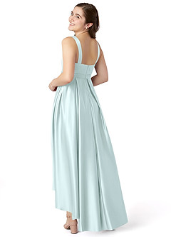 Azazie Inaya Junior A-Linie Gürtel/Schärpe Stretch-Satin Kleid Seegrün image4