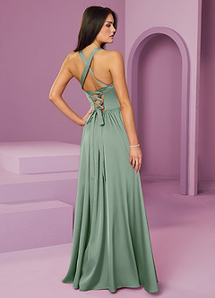 Barbie ♥ Azazie Bridesmaid Dresses Matcha A-Line with Pockets Stretch Satin Dress image2