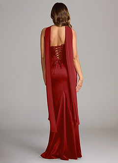 Azazie Sorrel Robes de demoiselle d'honneur Robe Sirène Convertible en Satin extensible Sans bretelle Grenade image2