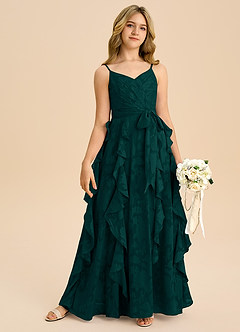 Azazie Peyton Junior Vestido de Pino de Devorado Floral de Corte en A con Plisado image6