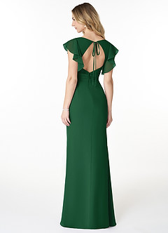 Azazie Val Bridesmaid Dresses Dark Green Mermaid V-Neck Keyhole Chiffon Dress image2
