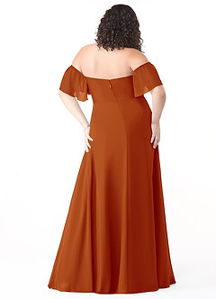 Azazie Sue Robes de demoiselle d'honneur Robe Trapèze Convertible en Mousseline de soie Épaule décolletée Paprika image8