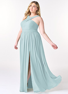 Azazie Elvira Robes de demoiselle d'honneur Robe Trapèze en Mousseline de soie Plissée Brume image9