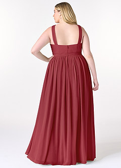 Azazie Elvira Bridesmaid Dresses Pomegranate A-Line Pleated Chiffon Dress image8