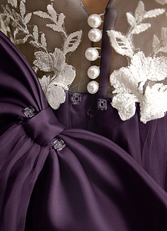 Azazie Mixie vestidos de niña de las flores Vestido de Ciruela de Encaje de Corte Princesa image8