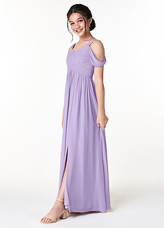 Azazie Lianne Junior Lilac A-Line Off the Shoulder Chiffon Dress image3