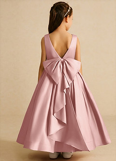 Azazie Cailee Robe Demoiselle D'honneur Fillette Robe Princesse en Mat Satiné Plissée Or Rose image1
