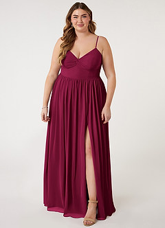 Azazie Zeya Bridesmaid Dresses Burgundy A-Line V-Neck Pleated Chiffon Dress image6