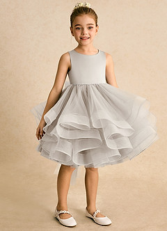 Azazie Tinie Flower Girl Dresses Frost Ball-Gown Bow Tulle Dress image2