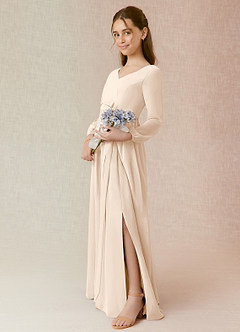 Azazie Angelica Junior White Alabaster A-Line Pleated Chiffon Dress image3