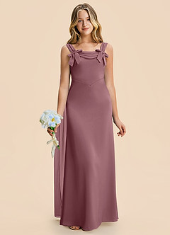 Azazie Chelsea Junior Amethyst Sheath Pleated Stretch Satin Dress image4