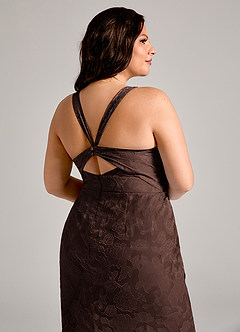 Azazie Mero Bridesmaid Dresses Ganache Sheath Pleated Floral Burnout Dress image12