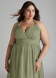 Azazie Ashia Bridesmaid Dresses Pistachio A-Line Pleated Chiffon Dress image10