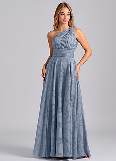 Azazie Charlize Brautjungfernkleider A-Linie One-Shoulder Blumen-Burnout Kleid Staubblau image5