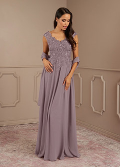 Azazie Amethyst Mother of the Bride Dresses Dusk A-Line V-Neck Sequins Chiffon Dress image1