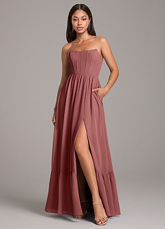 Azazie Kailee Bridesmaid Dresses Amethyst A-Line with Pockets Chiffon Dress image1