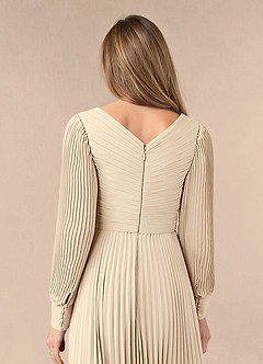 Azazie Zina Mother of the Bride Dresses Champagne A-Line Pleated Chiffon Dress image10