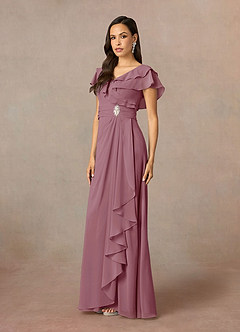 Azazie Snapdragon Mother of the Bride Dresses Vintage Mauve A-Line V-Neck Ruched Chiffon Dress image2