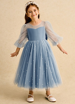 Azazie Trudy Blumenmädchenkleider Ballkleid Herzausschnitt Tüll Kleid Zwielichtviolett image3