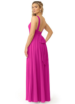 Azazie Kora Bridesmaid Dresses Fuchsia A-Line Pleated Chiffon Dress image7