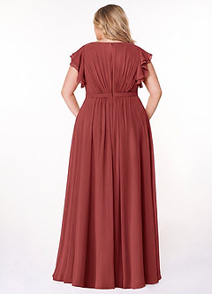 Azazie Daphne Modest Bridesmaid Dresses A-Line Ruffled Chiffon Floor-Length Dress image7