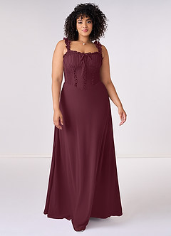 Barbie ♥ Azazie Final Sale Cabernet A-Line Sweetheart Neckline Chiffon Dress image6