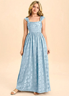 Azazie Hattie Junior Formal Klä av A-Line i Blommig Utbrändhet Plisserad image1