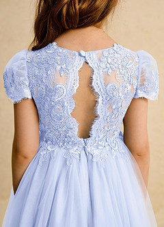 Azazie Puff Flower Girl Dresses Lavender Ball-Gown Lace Tulle Dress image8