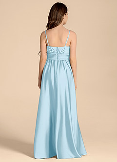 Azazie Catalina Junior Sky Blue A-Line Sweetheart Neckline Stretch Satin Dress image2