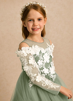 Azazie Lilah Flower Girl Klänningar Klänning A-linje i Tyll Spets image6