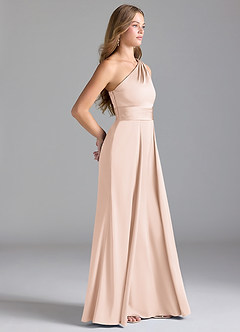 Azazie Dallas Brautjungfernkleider A-Linie One-Shoulder Stretch-Satin Kleid Zartrosa image4
