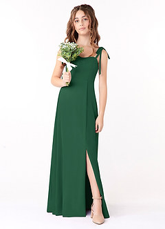 Azazie Rosey Junior Dark Green A-Line Sweetheart Neckline Chiffon Dress image4