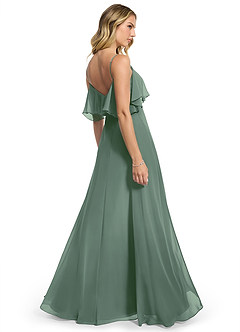 Azazie Jean Vestidos de damas de honor Vestido de Eucalipto de Gasa de Corte en A Convertible image2
