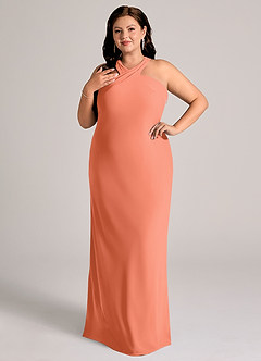 Azazie Doretta Bridesmaid Dresses Sunset Mermaid Pleated Chiffon Dress image9